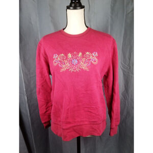 Women's Classic Elements Red Embroidered Sweatshirt M